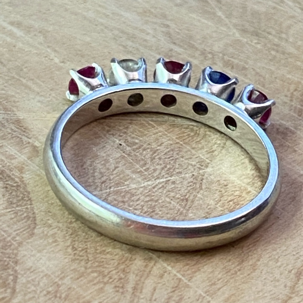 Euc 14k Gold Ring Diamond, Sapphire, Ruby & Garne… - image 8